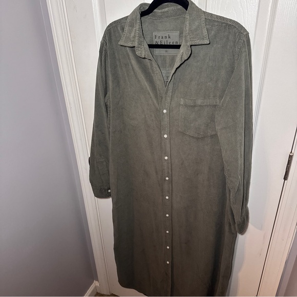 Frank & Eileen Corduroy Rory Maxi Shirt Dress - Forrest - Picture 9 of 15